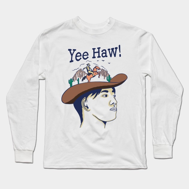 Cool Cowboy Long Sleeve T-Shirt by Tebscooler